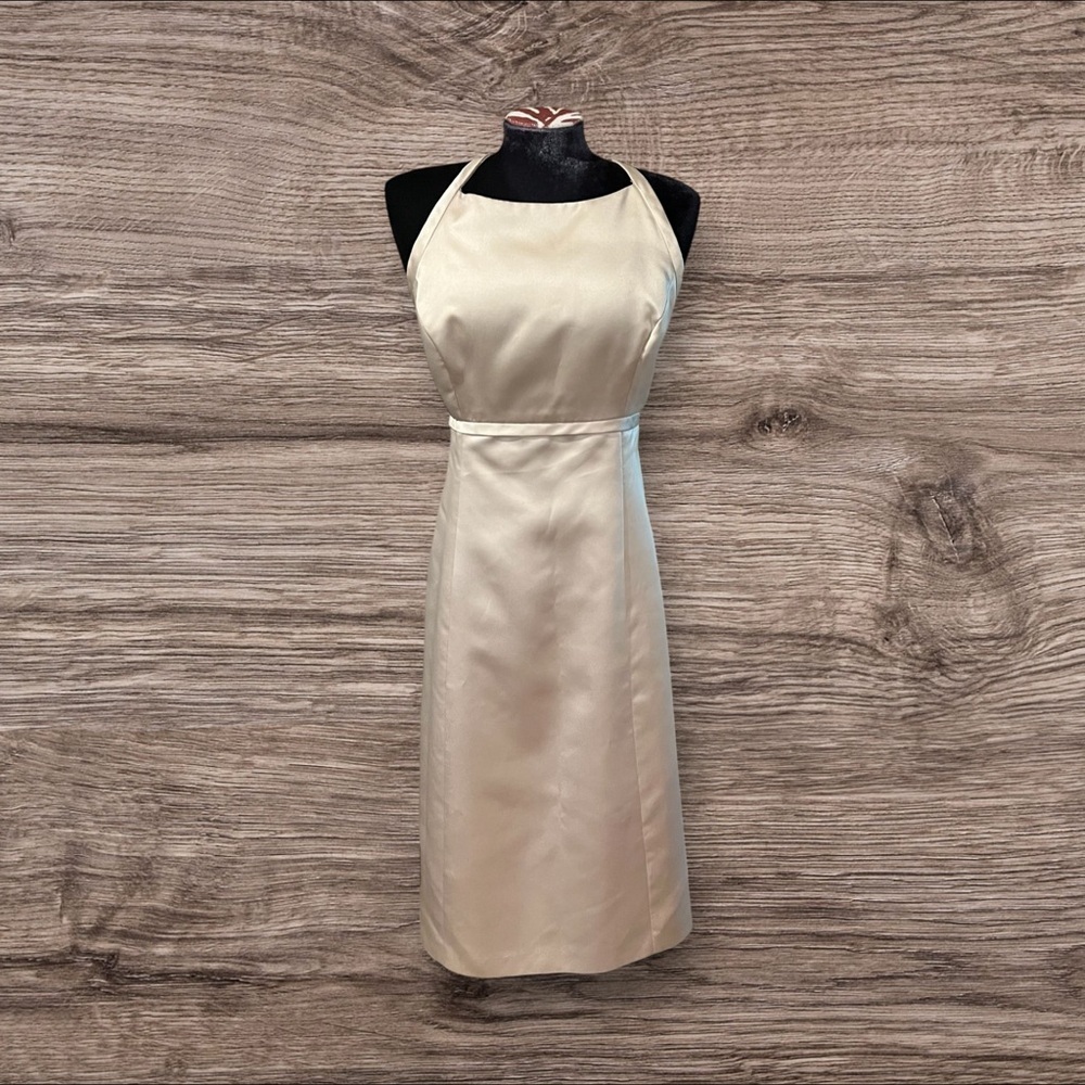 Vera Wang Champagne Empire Waist MIDI Formal Prom Evening Bridesmaid Dress